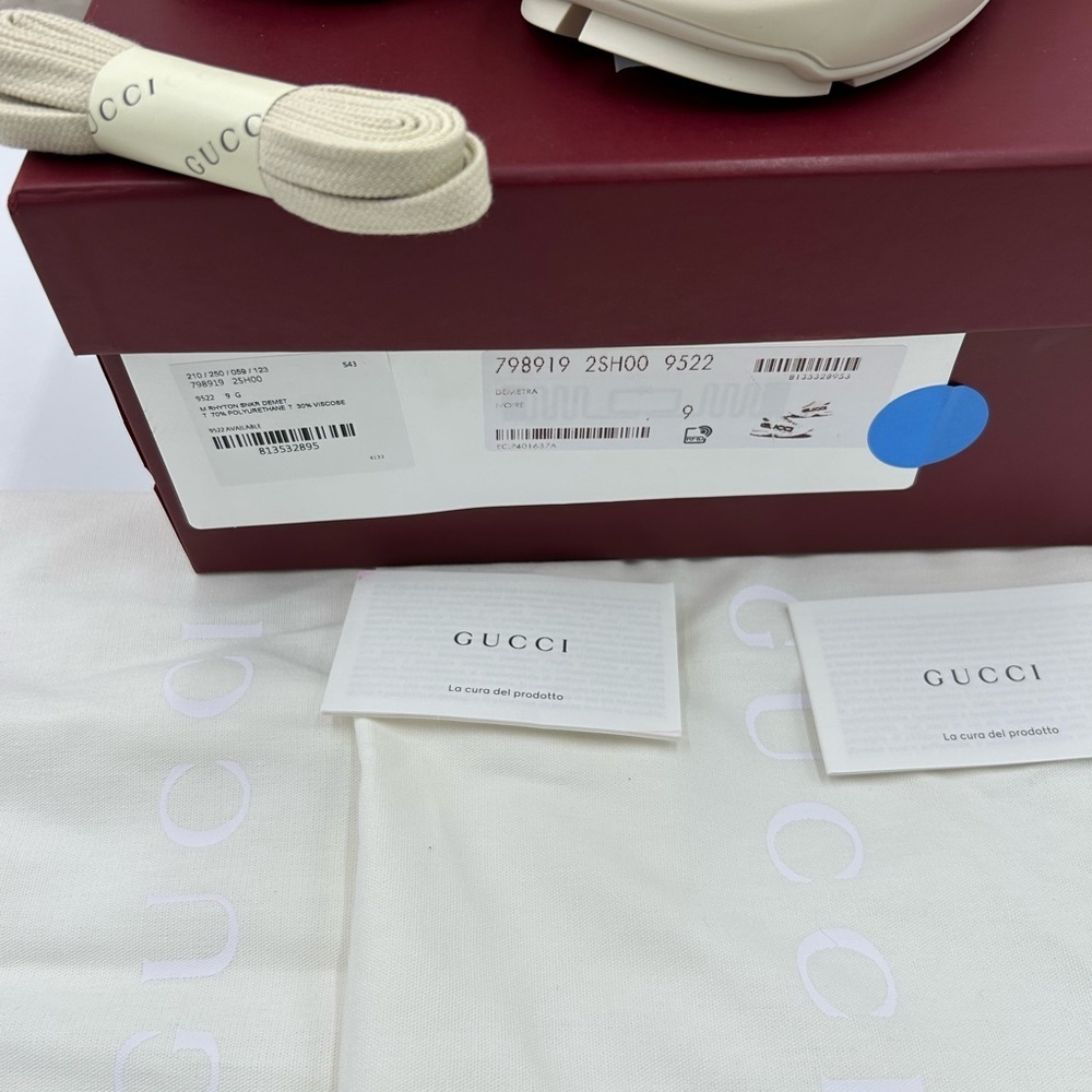 Men's Gucci, Rython leather sneaker with logo print size 9, made in Italy - Picture 6 of 12